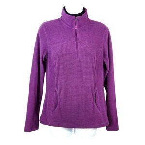 Tangerine Ladies Small Purple 1/4 Zip Waffle Knit Pullover w Pockets